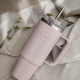 AYA&IDA Termopuodelis su šiaudeliu 885 ml Soft Rose